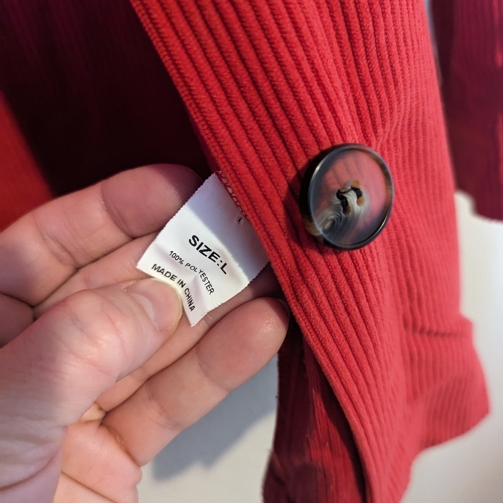 Red Fall Jacket ribbed Size Large - Picture 6 of 8